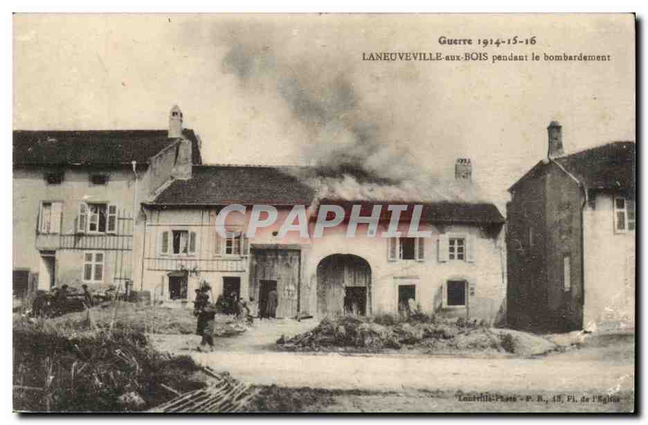 Lanoueuville-aux-Bois — bombardement pendant la Guerre 1914-16 — Éditeur P. R., Fl. de l'Église, n° 45