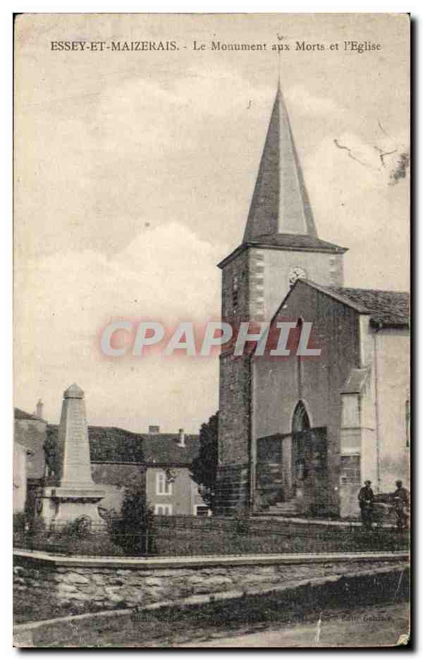 Essey-et-Maizerais — Le Monument aux Morts et l'Église — Éditeur : P. Gézéa