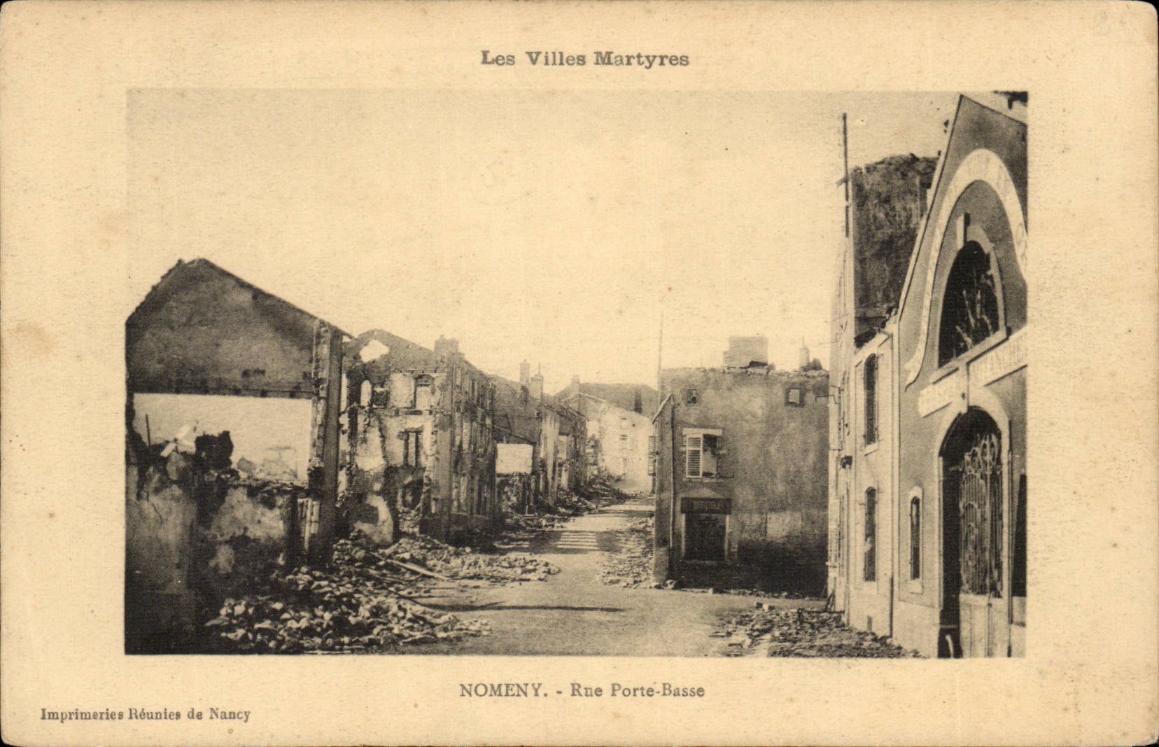 Nomeny - Rue Porte-Basse — Les Villes Martyres — Imprimeries Réunies de Nancy