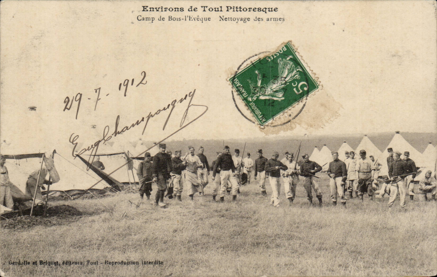 Entorno de Toul pintoresco — Campo de Bois-l'Évêque — Limpieza de armas — Gerdolle et Briquet, Toul