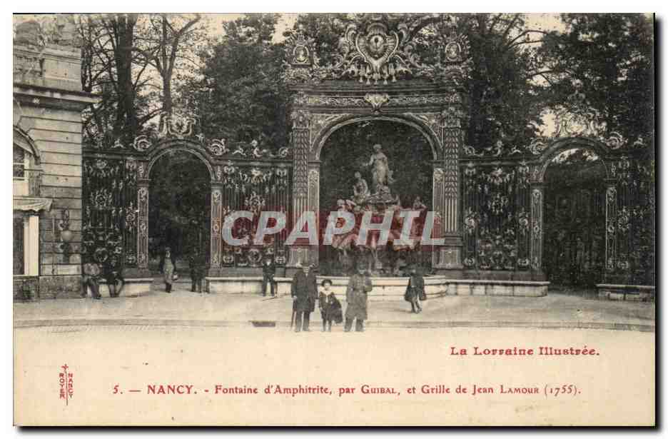 Nancy - Fontaine d'Amphitrite par Guibal et Grille de Jean Lamour - CPA 