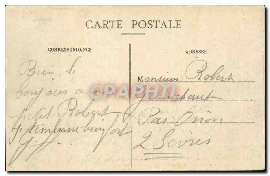 Sainte-Geneviève (M.-et-M.) — Effets des obus allemands dans la voûte du chœur, dans le pavé et les bancs de la nef (6, 7 et 8 Septembre 1914) — Verso