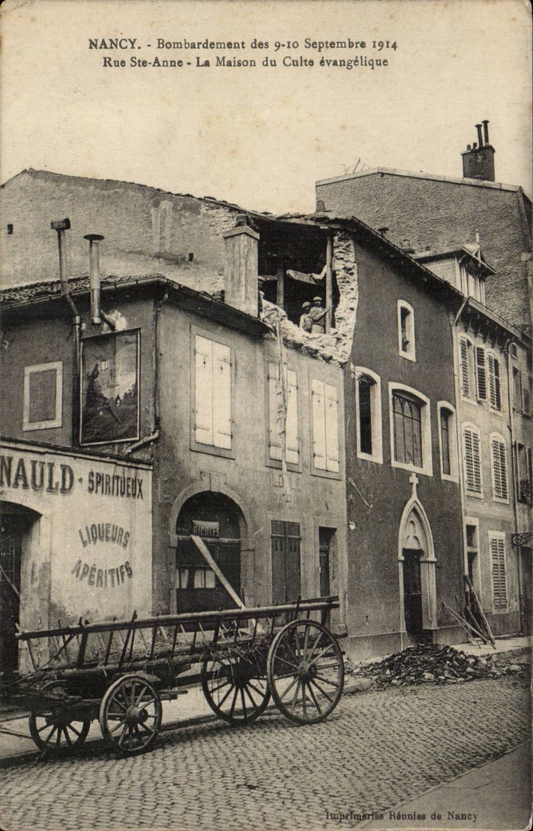 Nancy - Bombardement des 9-10 Septembre 1914 - Rue Ste-Anne - La Maison du Culte évangélique