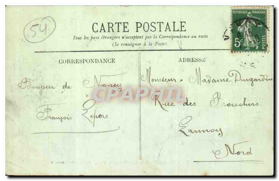 NANCY — L'Hémicycle de la Carrière et le Palais du Gouvernement — Éditeur : Édouard Co — Rückseite