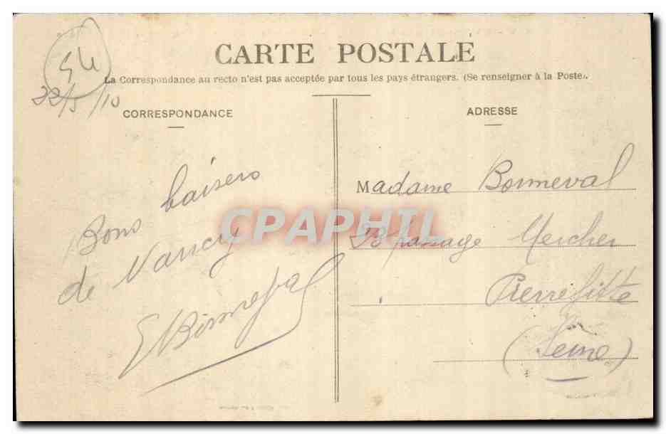 Nancy CPA Hemicycle de la carriere Le palais du gouvernement et la Pepiniere — Rückseite