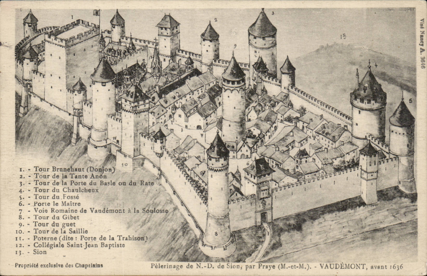Château de Vaudémont — Pèlerinage de N.-D. de Sion, par Praye (M.-et-M.) — avant 1636 — Vitré Nancy A. 3616