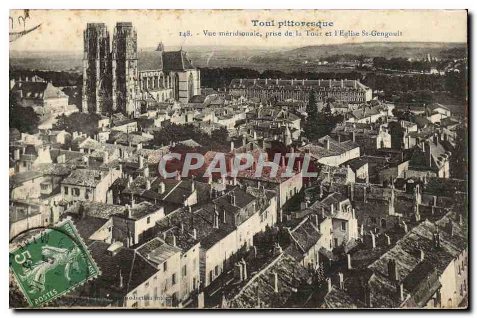 Toul - Vue Meridionale prise de la Tour et Eglise St Gengoult - CPA 