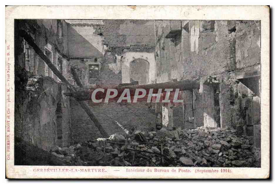 Gerbeviller La Martyre - Interieur de bureau de Poste Septembre 1914 - CPA - 