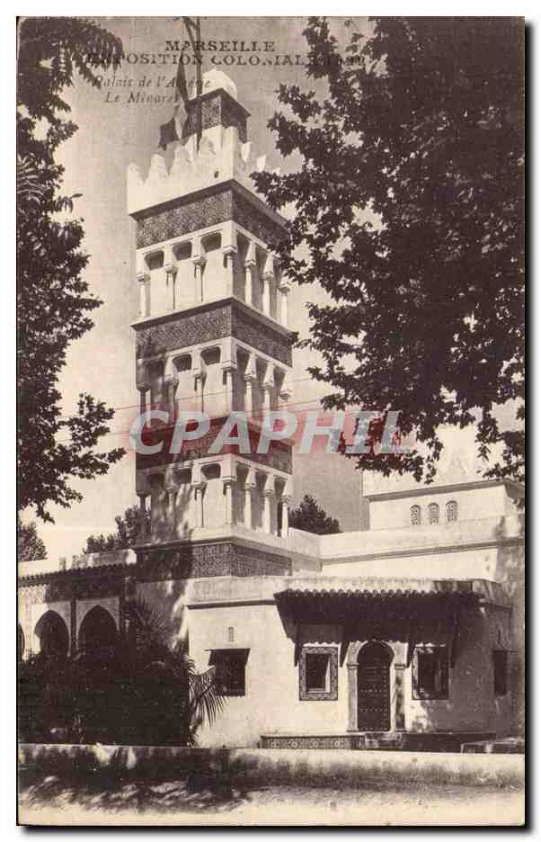 Marseille - Exposition Coonial Palais de l'Algerie - Le Minoret - beautiful building shot- CPA 