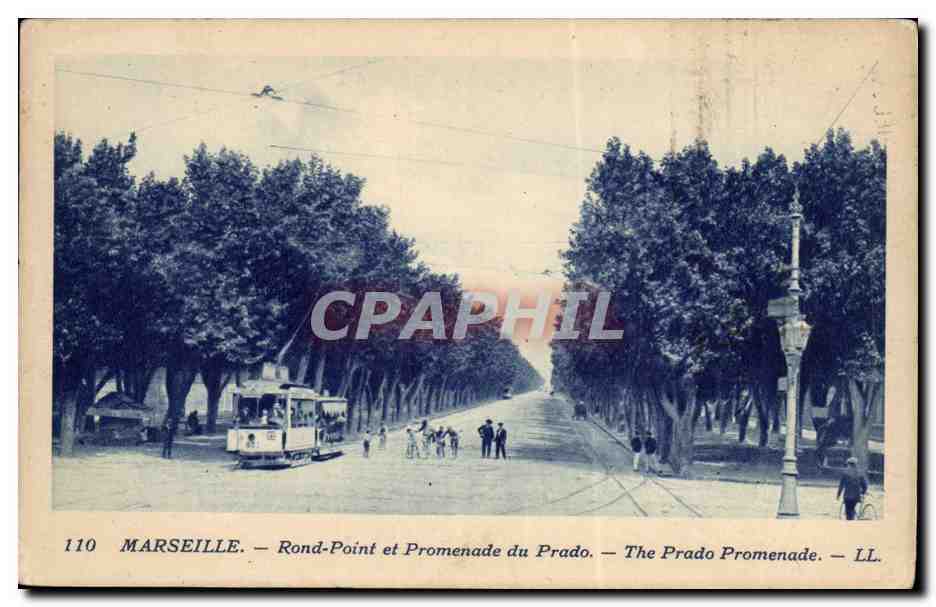 Marseille - Rond Point et Promebade du Prado - tramway - CPA 