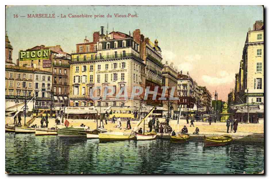 Marseille - La Cannebiere prise du Vieux Port - CPA 