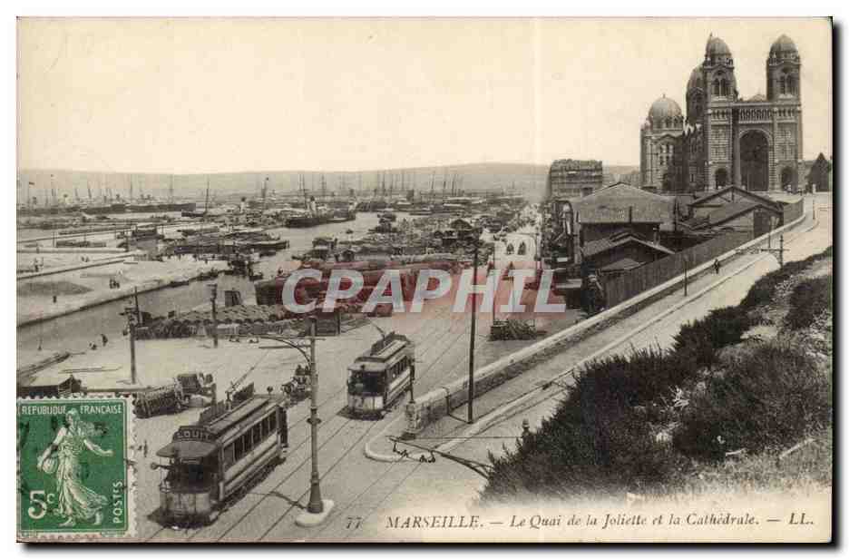 Marseille - Le Quai de Joliette et la Cathedrale - CPA 