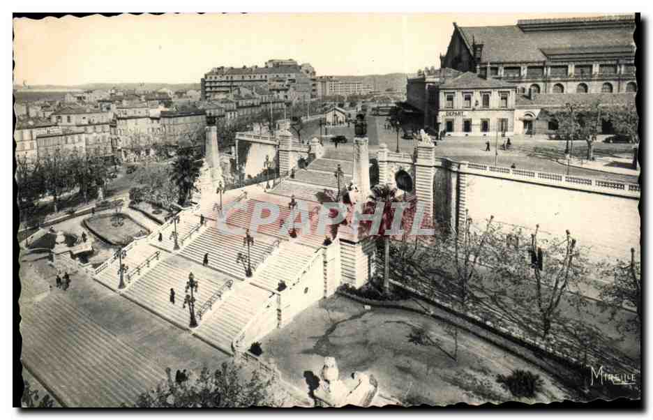 Marseille - La Grand Escalier - frilled edges - CPA 