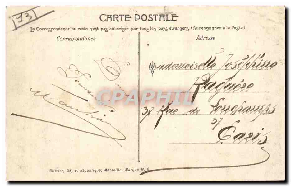 Marseille CPA Exposition ccoloniale 1906 Palais du Cambodge — Verso