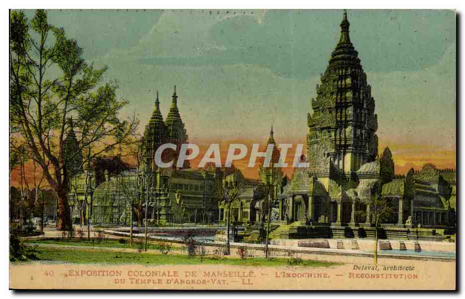 Marseille CPA Exposition coloniale L'indochine Reconstitution du temple d'Angkor Vat