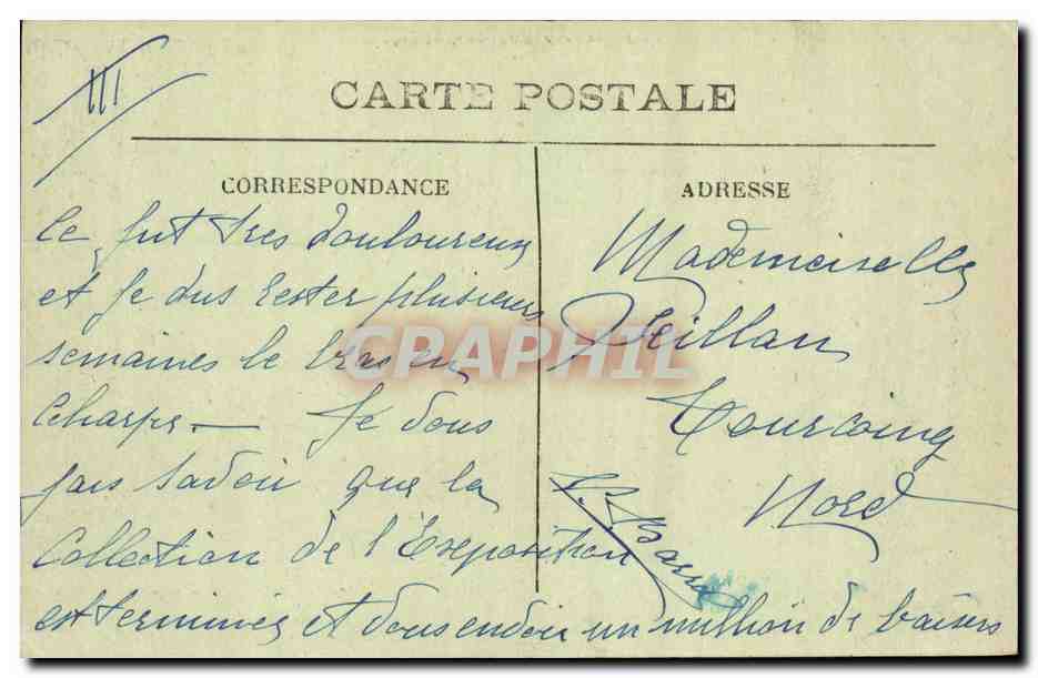 Marseille CPA Exposition coloniale 1922 Palais de l'horticulture — Rückseite
