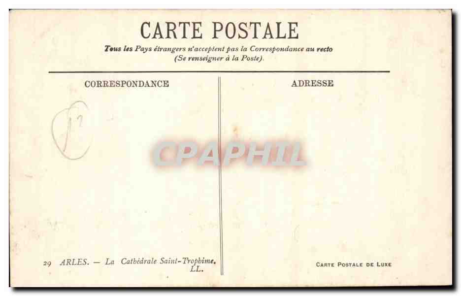 Arles — La Cathédrale Saint-Prophète — Carte Postale de Luxe — Achterkant