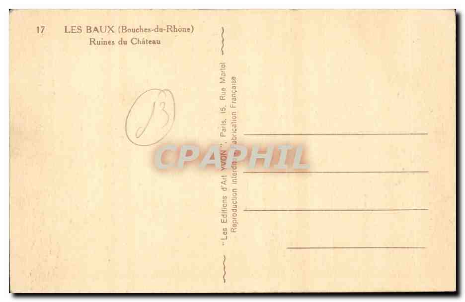 Les Baux (Bouches-du-Rhône) — Ruinen des Schlosses — Éditions Mariel — Rückseite