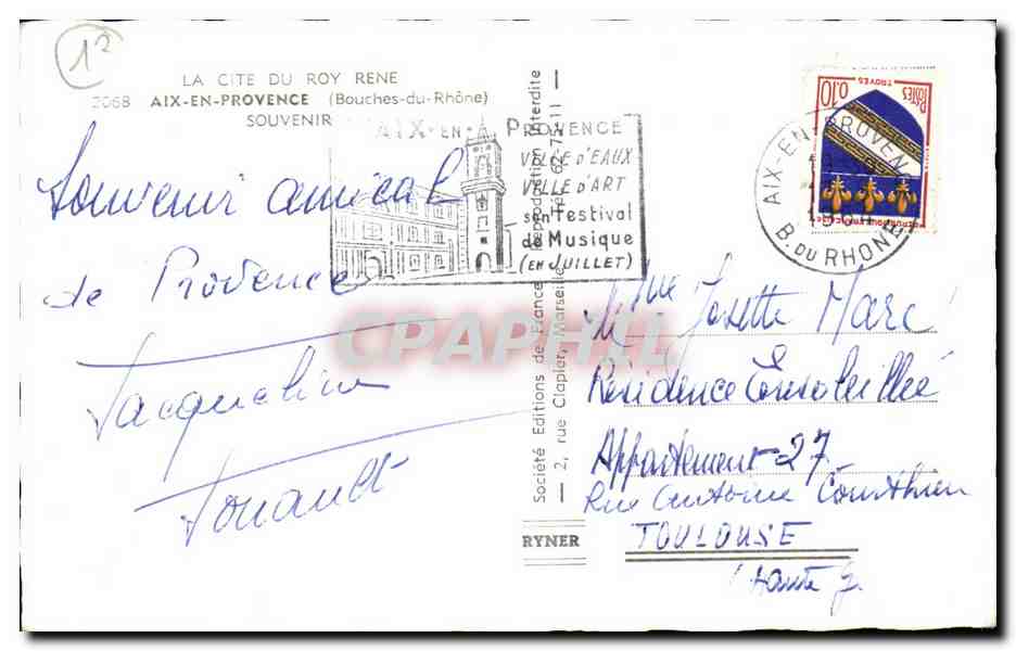 Aix-en-Provence — Collage de sites emblématiques — Société Éditions RYNER — Rückseite