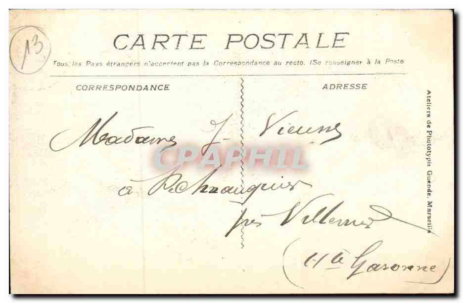 Marseille - Notre Dame de la Garde - CPA  — Verso