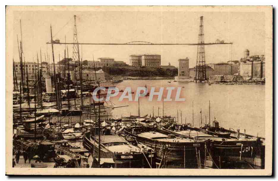 Marseille - Le Vieux Port et le pont Transbordeur - CPA 