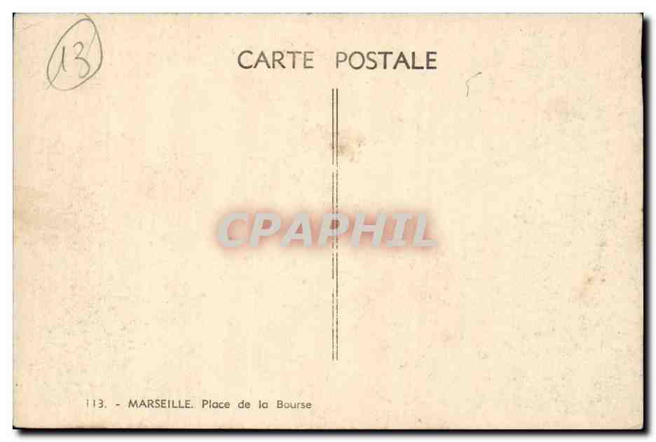 Marseille CPA Place de la Bourse — Verso