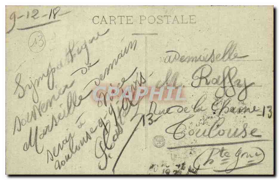 Marseille CPA La Bourse — Verso