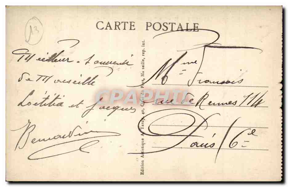 Marseille CPA Le square de la Bourse — Verso