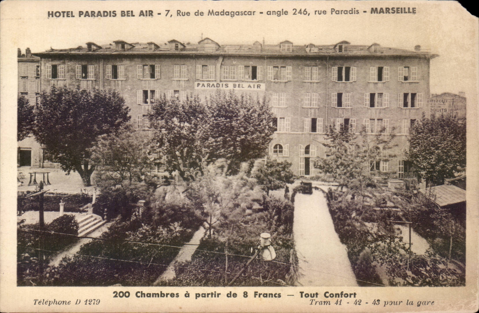 Marseille CPA Hotel paradis Bel Air Rue de madagascar ( Malagasy ) Rue Paradis 