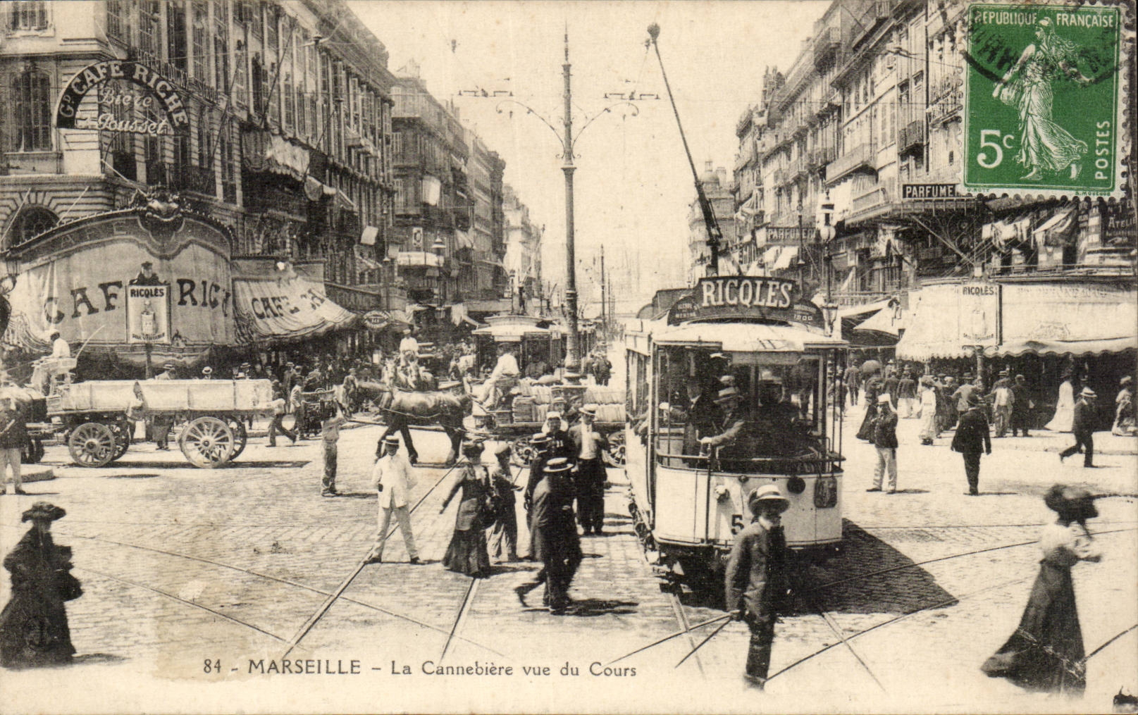Marseille - La Cannebière vue du Cours — éditeur Ricoles, n° 84