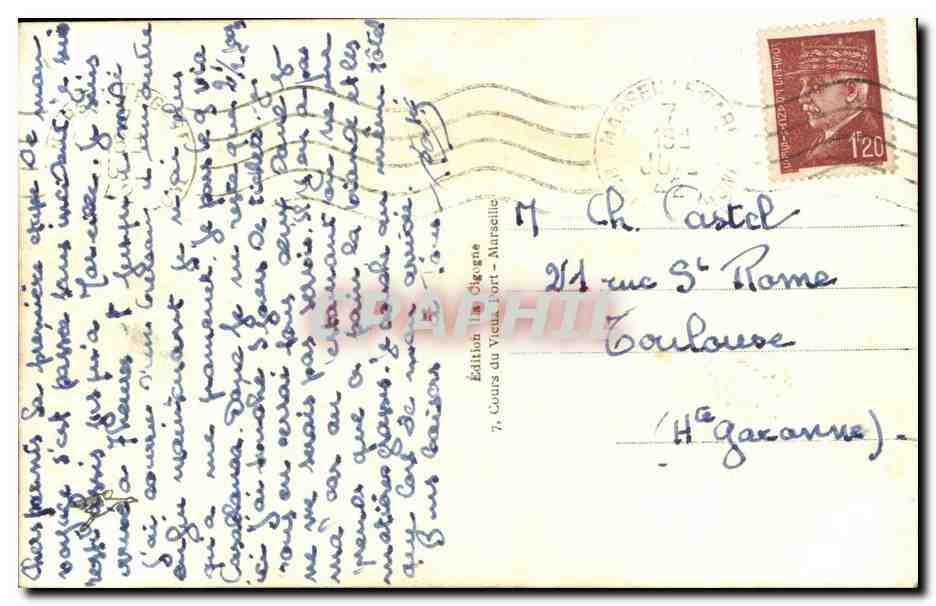 Marseille CPA Notre Dame de la Garde — Verso
