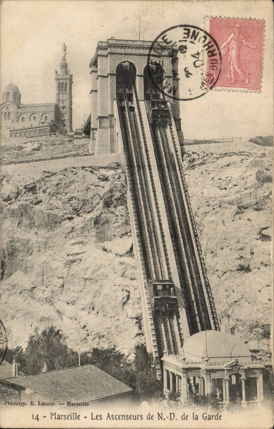CPA Marseille Les ascenseurs de ND de la Garde
