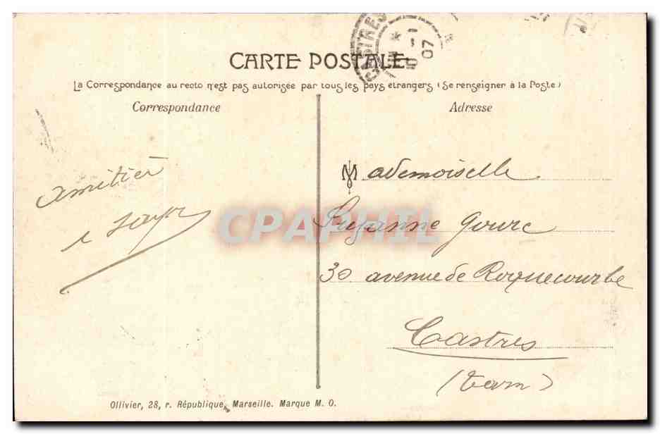 MARSEILLE — Quai de la Fraternité et Vieux Port — M.O. — Verso