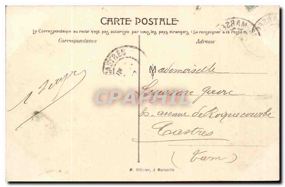 CPA Marseille Entree du vieux port Pont transbordeur — Verso