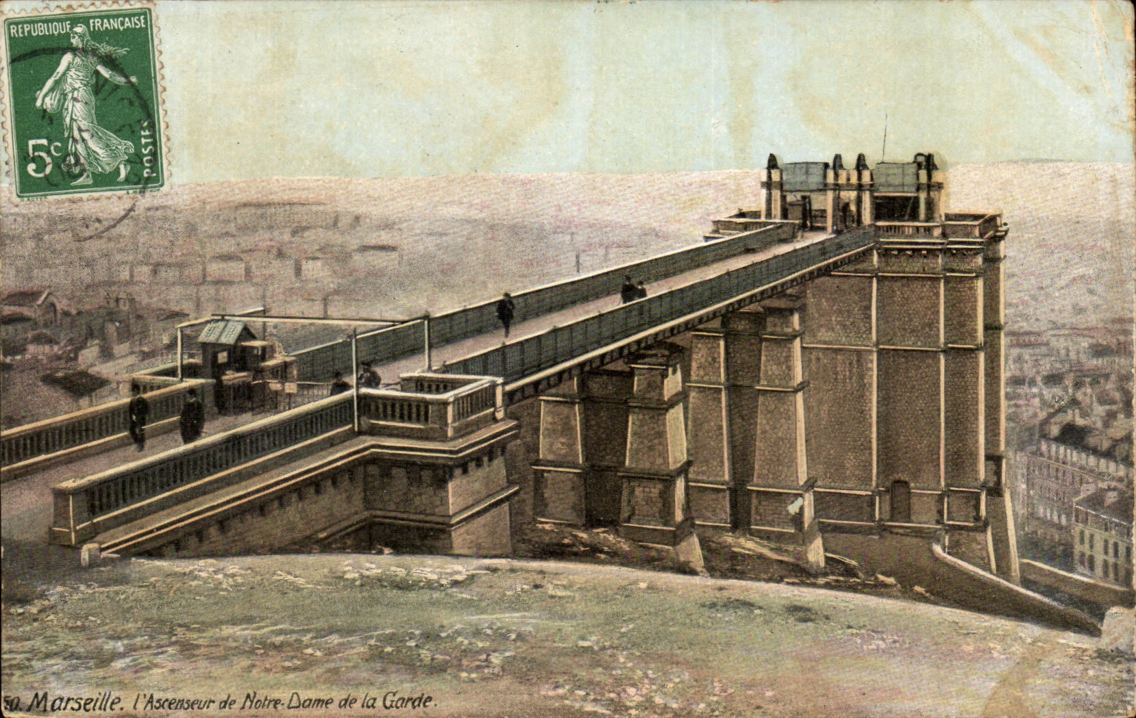 CPA Marseille L'ascenseur de Notre DAme de la garde