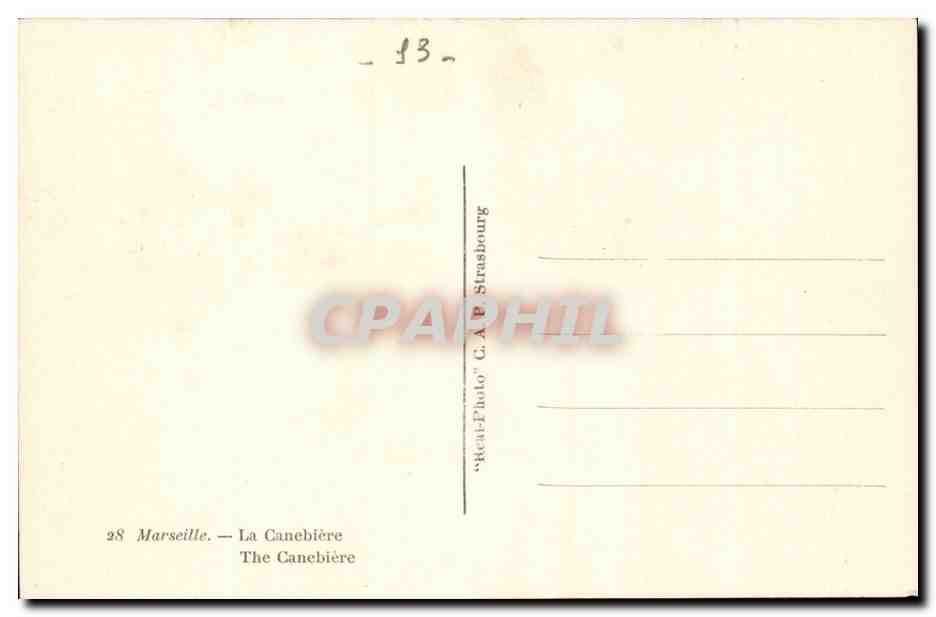 Marseille CPA La place de la Bourse — Verso