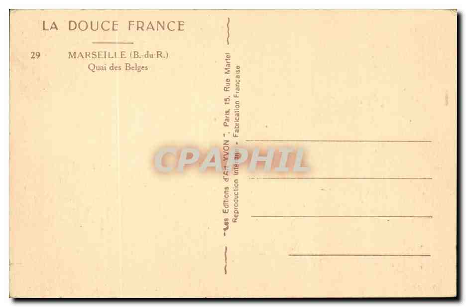 Marseille CPA Quai des Belges — Verso