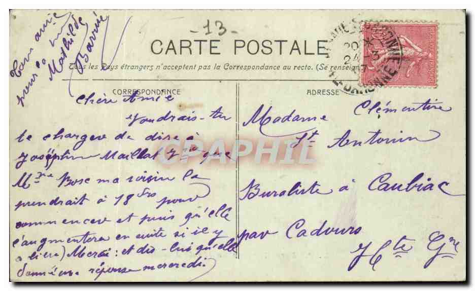 Marseille CPA Le palais de justice — Verso