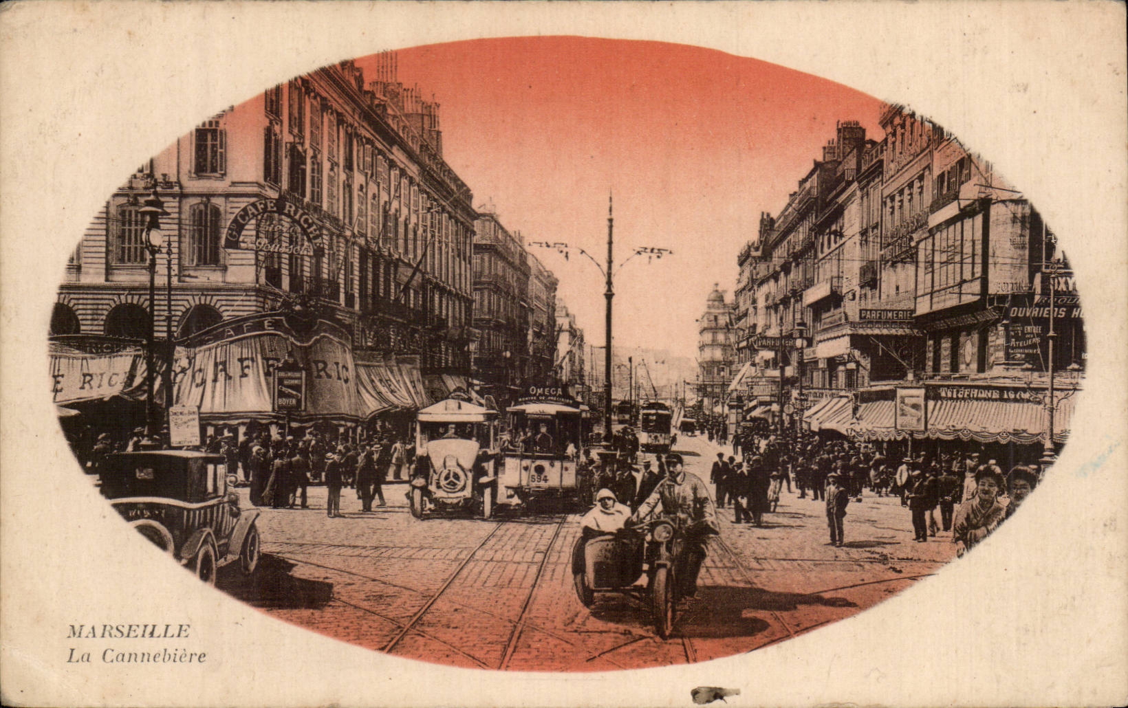 Marseille - Cannebiere - Automobile - Classic Cars - eye catching orange tint - CPA 