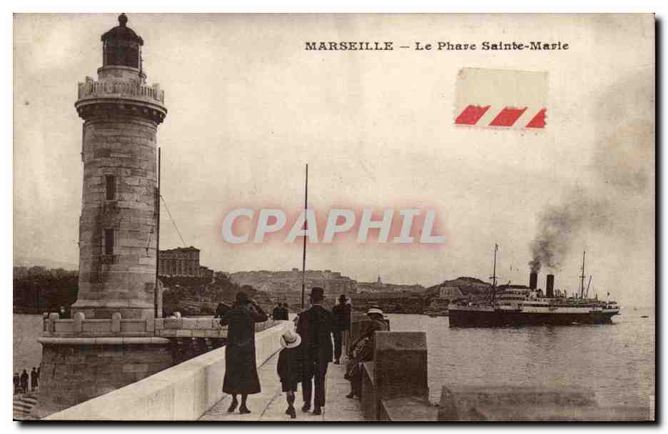 Marseille - La Phare Sainte Marie - Paquebot - steamer lighthouse - - CPA 