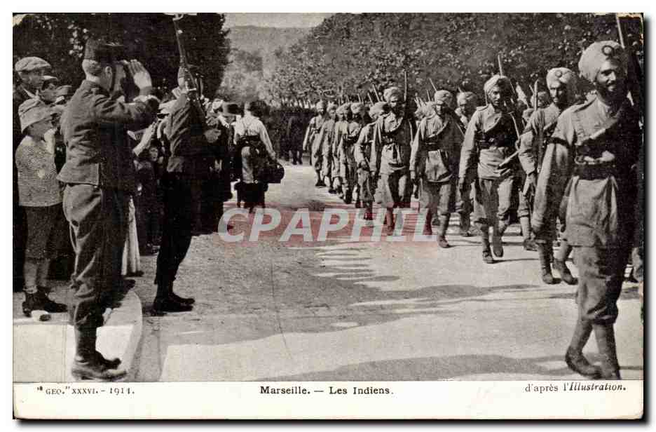 Marseille - Les Indiens - marvelous card of parading - militia - CPA 