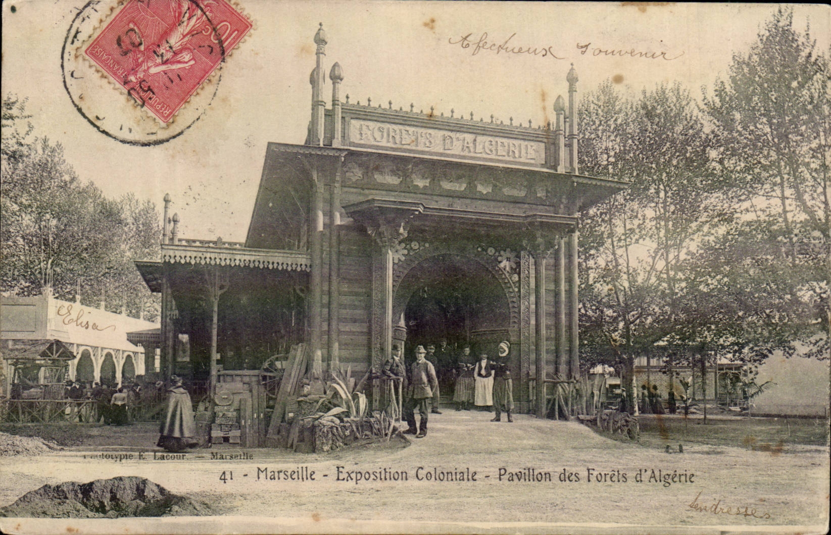Pavillon des Forêts d'Algérie — Exposition Coloniale — Marseille — Éditeur K. Lacour, n°41