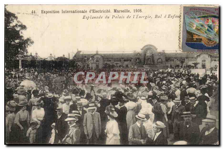 Marseille CPA Exposition internationale d'electricite 1908 Esplanade du palais de l'energie Bal d'enfant