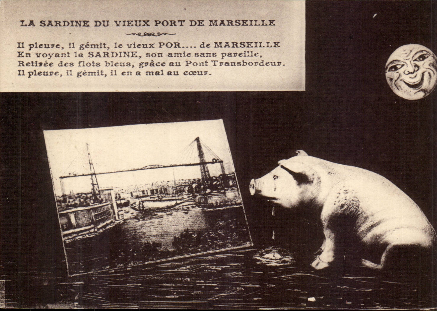 La Sardine du Vieux Port de Marseille — poème humoristique avec cochon en larmes — éditeur inconnu, n° de série 13