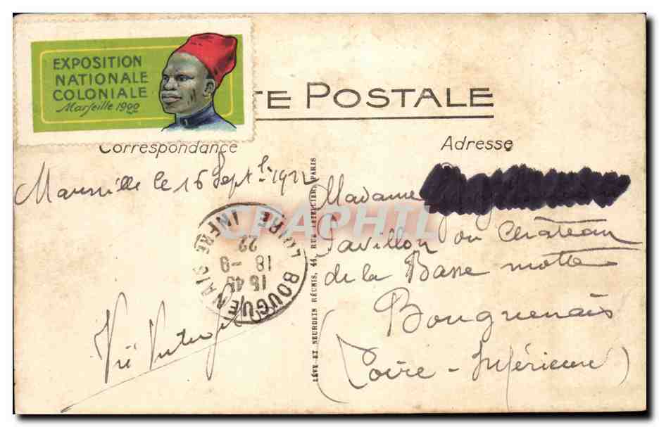 Marseille CPA Exposition coloniale de Marseille palais de la Tunisie — Rückseite