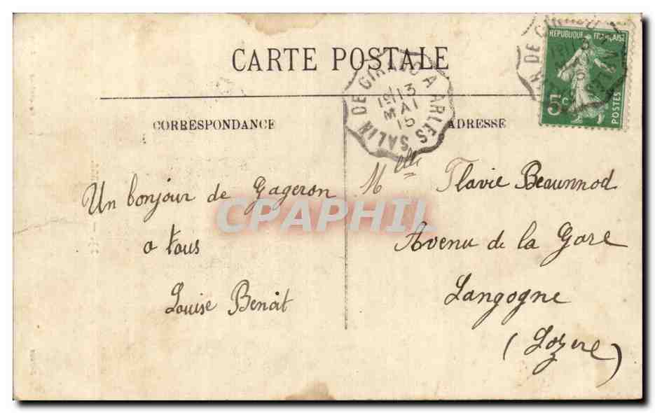 CPA Arlesienne (femme folklore costume coiffe) — Verso