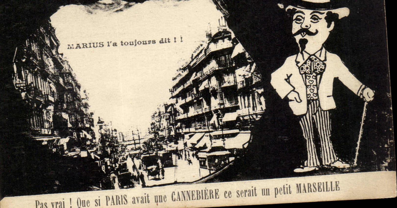 Paris — Karikatur von Marius mit humorvollem Text — unbekannter Verlag, Seriennummer 13