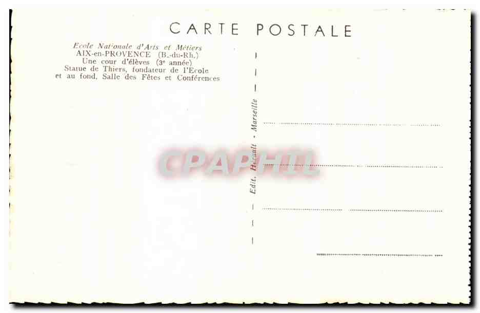 National Schule für Künste und Handwerke — Aix-en-Provence (B.du-Rh.) — Verlag Bézault - Marseille — Rückseite