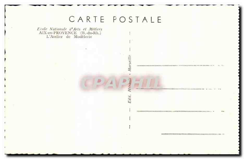 Atelier de Modélerie — École Nationale d'Arts et Métiers — Aix-en-Provence (B. du Rhône) — Rückseite