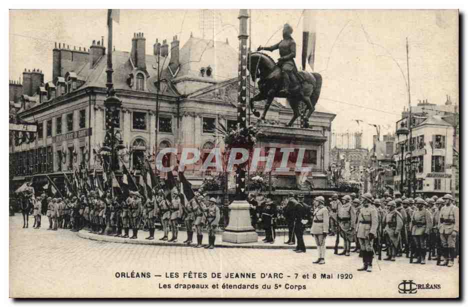 Orleans CPA FEtes de Jeanne d'arc 7 et 8 mai 1920 Les drapeaux et etendards du 5eme corps